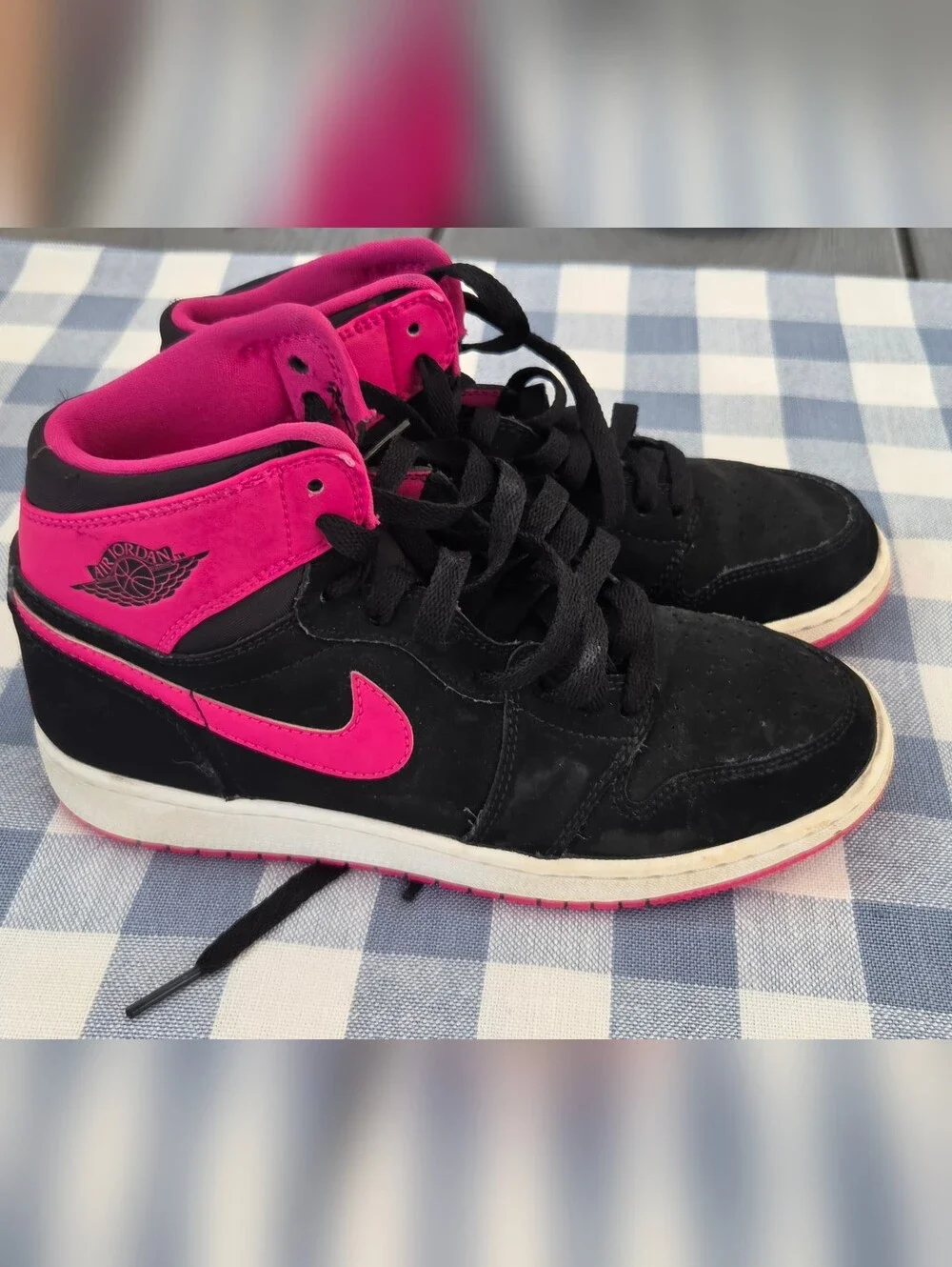 Nike Air Jordan Hi Retro Sneakers - Black/Hot Pink, Youth 4.5, Pre-owned